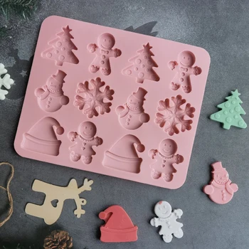 Silicon DIY Copt Tort de Decorare Mucegai Ciocolata Cadou Bradul de Crăciun Fulg de zăpadă Moș Crăciun, om de Zăpadă Pălărie de Crăciun Serie Silico