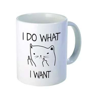 Ceramica de Creatie Pisica Cana de Cafea Amuzant Pisica FAC CE VREAU Degetul Mijlociu Cani pentru Cafea Ceai Lapte Cupe cuptor cu Microunde Noutate Cadouri