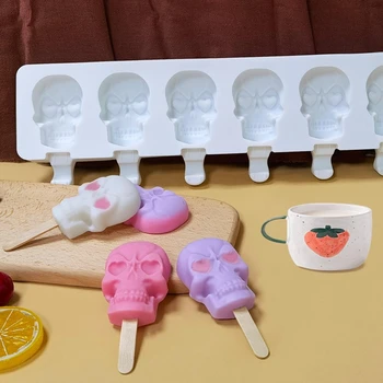 6 Cavități Inghetata de Mucegai Non-stick de Craniu pentru Cap de Silicon inghetata Mucegai de Casă DIY Desert Suc de Ice-Pop Matrite pentru