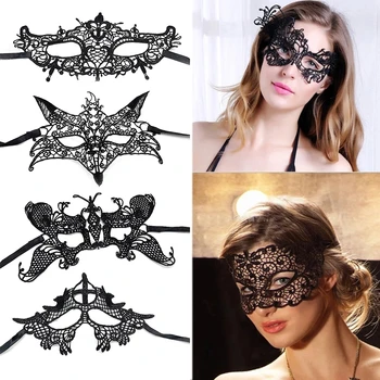 Femei Sexy Dantelă Gol Masca Masquerade Princess Party Cosplay Bal Elemente De Recuzită, Costume Club De Noapte Regina Neagră Masca Pentru Ochi