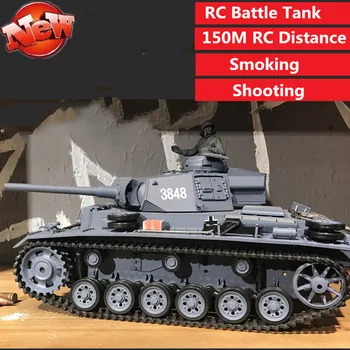 Mare Simulare Militară Rezervor de Rotație rezervor 2.4 G 1:16 RC Tanc de Lupta Cu Fumatul Rece Lumina Led BB Glonț Lansa Copil cadouri jucărie