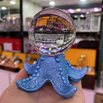 Stea De Mare Drăguț Sfera Stand De Afișare De Bază Glob De Cristal Titularul Figurine Miniaturale Cameră Decor Rășină Ornament De Birou Recuzita Foto Cadou