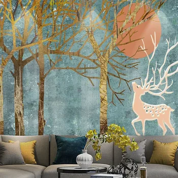 Foto personalizat Tapet Modern Abstract Copac Pădure Elan Murală de Lux Lumina Camera de zi TV de Fundal de Decor de Perete Papel De Parede
