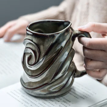 Retro Relief Cana Personalitate Creatoare Ceramice De Cafea Ceasca De Mare Capacitate Cana De Apa