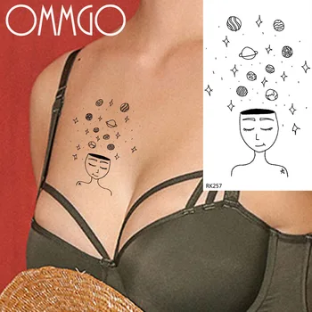 Universul Star Bărbați Galaxy Tatuaje Temporare Pentru Barbati Femei Body Art Gât Picior Tatuaj 3D Pastă de Hârtie Impermeabilă Fals Tatoo Autocolant