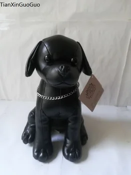 mare 30X21 cm negru minunat ghemuit chihuahua jucărie de pluș PU piele de câine jucărie moale cadou de Crăciun w0314