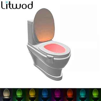 Toaletă De Lumină Lampă Cu Led-Uri De Iluminat De Noapte Rgb 8 Culori Becuri De Urgență Culori Mișcare Acumulator Uscat Apăsați Un Buton Pentru A Schimba