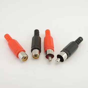 roșu negru de Plastic audio-video RCA-adaptor conector de sex masculin sudare cap AV masculin Feminin soclu Jack plug Lipire Instrument t1