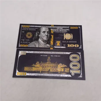 Nou stil de aur fals monney Negru 100 de dolari Aur Negru USD 100 de bancnote Colorate cu Aur de 24k Bancnote pentru suvenir de colectie