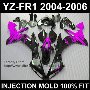 Negru lucios violet pentru YAMAHA carenajele 2004 2005 2006 YZF R1 YZFR1 04 05 06 YZF1000 carenaj kituri Complete de injecție