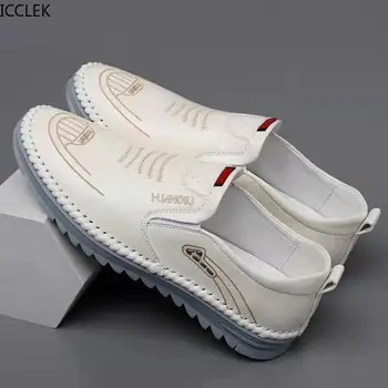 Bărbați 2022 Nou cusute de Mână Respirabil Pantofi Albi Versatil de Moda din Piele Pantofi Casual Barbati Pantofi Vulcaniza