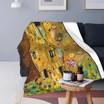 Gustav Klimt Der Kuss Fleece Decke Abstrakte Freyas Kunst Decken für Bett Schlafzimmer un om schimbat Bettdecke