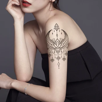 Impermeabil Tatuaj Temporar Autocolant Luna Colier De Perle Flash Tatuaje Flori Totem Body Art Brațul Transfer De Apă False, Tatuaj Femei