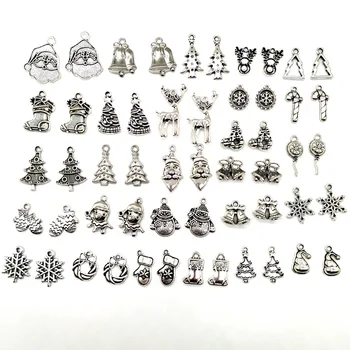 De vânzare la cald 54 de Crăciun aliaj pandantiv ornamente de Crăciun pandantiv DIY argint Tibetan Moș Crăciun costum