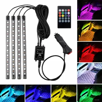 10W RGBW LED-uri Auto de Decor Interior Atmosfera Benzi de Lumină USB de la Distanță de Control de Muzică Interioară Masini Decorative Lumini Ambientale Lămpi de Neon