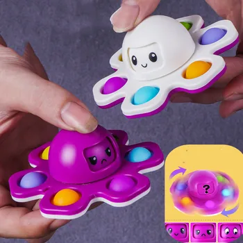 Noul Design Autism de Relief de Stres Silicon Interactive Flip Caracatiță Schimba Fețele Spinner Împinge Bubble Frământa Jucărie pentru Rotative