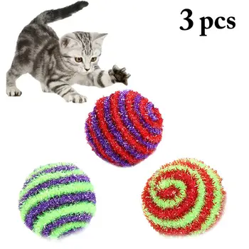 Kapmore 3Pcs/Set Pisica Minge Jucării Sclipici Cat de Formare Jucarie Pisica Interactive Jucărie De Crăciun Consumabile pentru animale de Companie Pisica Favoruri Culoare Aleatorii