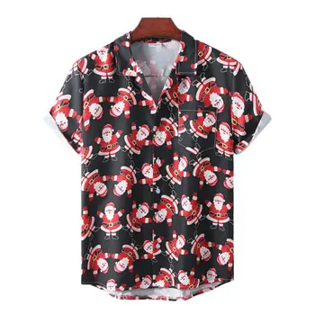 15 Culori de Crăciun, Moș Crăciun, om de Zăpadă Elan Men ' s Cămașă de Moda de sex Masculin Maneca Scurta Top Tee Hawaiian Print Bluza Pentru Barbati 3XL