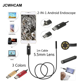 JCWHCAM 5.5 mm Android OTG Endoscop Camera 1M Android OTG USB Flexibil Șarpe Camera Android USB PC Camera Endoscop