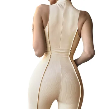 YAPU 2021 cu Nervuri Slab de Fitness Costume Femei fără Mâneci Fermoar Elastic Sportiv Activewear Antrenament Tinute Streetwear