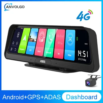 10 Inch Auto DVR Oglinda Ecran 4G ADAS Navigare GPS Android 8.1 tabloul de Bord Registrator Video de 2GB+32GB Dash Camera de Înregistrare în Buclă