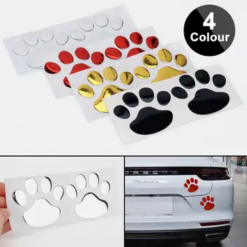4buc/Set 3D Animal Pisică Câine Picior de Urs Autocolant Auto Cool Design Amprenta Decal Autocolante Auto Argintiu Negru Rosu-Auriu