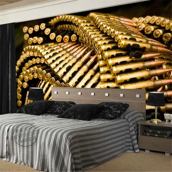 Personalizate 3D pictura Murala de Perete Pistol cu gloanțe de Fotografie Tapet Tapet Militar de Mare arta de perete Decor Camera Dormitor Canapea perete de fundal de Ploaie