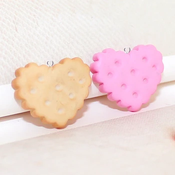 10buc Dragoste Inima Biscuiti Cookie-uri Farmece Rășină Cabochons Gummy Colier Breloc cu Pandantiv DIY Accesorii pentru fabricarea P114