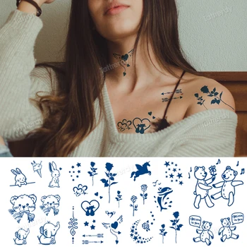 Suc de Tatuaj Natural de Fructe Cerneală Albastră Lungă Durată Tatuaj Fals Corpul Parinting Anime Drăguț desen Animat Model de Tatuaj pentru Fete Copii