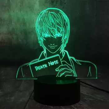 Death Note Yagami 3D Veioza LED 7 Culori Schimbare Touch Buton Lampă de Masă USB Somn de Iluminat Decor Dormitor pentru copii Cadouri Drop