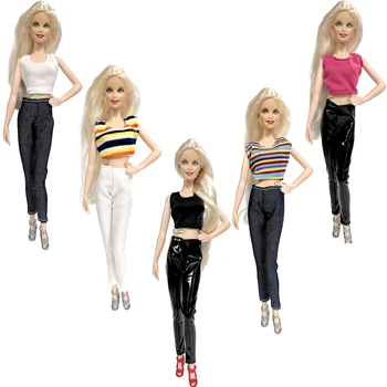 NK 5 Buc/ Set de Haine Pentru Papusa Barbie Moda de Top Blugi Lungi Pentru 1/6 BJD Papusa Tinutele 11.5