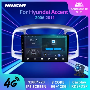 NAVICAR 2Din Android10.0 Radio Auto Pentru Hyundai Accent 2006-2011 Navigare GPS Receptor Stereo Auto Radio Bluetooth Player IGO
