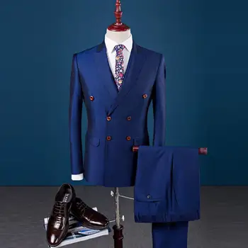 Mai nou Design 2021 Noi Gentleman englez Stil Dublu Mire, Costume Barbati Rochia Tuxedo 3 buc/set Moda slim oameni de afaceri costum