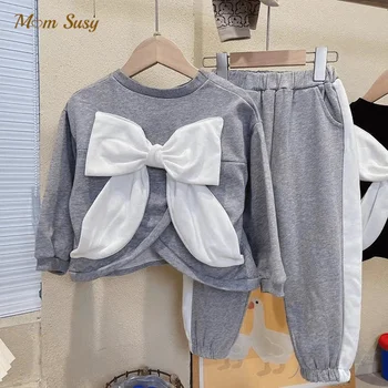 Moda pentru Copii Haine de fata Set Funda Mare Hoodie și Pantaloni 2 buc Copil copil Copil Tricou Haine Set Primavara Toamna 1-10Y