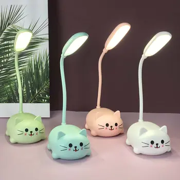 LED-uri de Pliere Masă Lampă de Desene animate Drăguț pentru animale de Companie Pisica Lumina de Noapte Usb Reîncărcabilă Lumina Tabelul Copil Protecția Ochilor Lampa de Birou