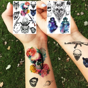 Gangster Molie Tatuaje Temporare Pentru Femei Barbati Sukll Impermeabil Tatuaj Realsitic De Tunuri De Munte De Flori False Tatoo Spațiu Pentru Copii