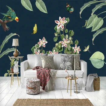 Personalizate 3D Foto Murală Plante Tropicale Frunze Verzi, Flori Tapet pentru Dormitor, Camera de zi Canapea Fundalul Non-țesute de Hârtie de Perete