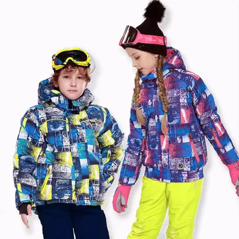 Copii Jacheta de Iarna Set de Pantaloni Cald Gros de Zăpadă Costum de Schi Set pentru 4-12 ani Copii Băieți Fete Windproof Haine în aer liber Set