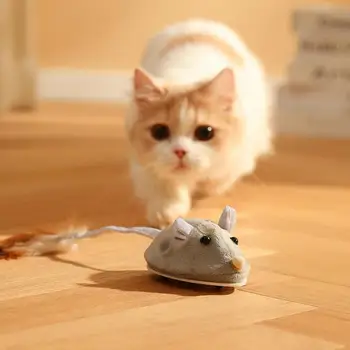 Electric Cat Crawling Mouse-ul USB Reincarcabila Flocking Mouse-ul Cu Pene Amuzant Pisica Stick animale de Companie Jucarii Interactive, Accesorii