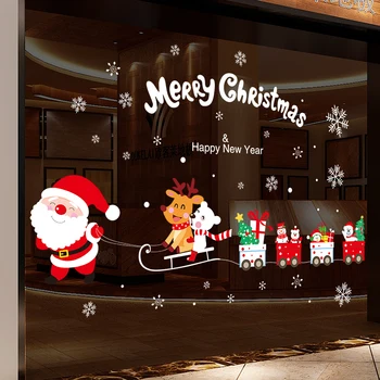 [shijuekongjian] Tren de Crăciun Autocolante Sticla DIY Anul Nou Decalcomanii de Perete pentru Camera de zi Pepinieră Fereastră de Iarnă Acasă Decorare