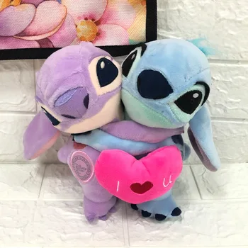 Disney 20cm Lilo Și Stitch Jucării de Pluș Holding Dragoste Ochi de Înger Umplute Papusa Moale Pentru Cuplu, Cadouri Prietena