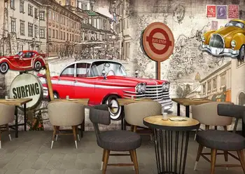 Personalizate Orice Dimensiune Murală Tapet Modern Rosu mașină bar cafenea perete de fundal 3D masina Murală WallpaperNew produs