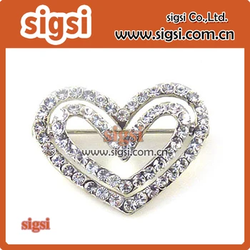 100buc en-gros în formă de inimă de metal acrilic clar stras stralucitoare broșă pin pentru Ziua Îndrăgostiților