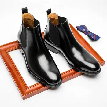 mens de moda chelsea cizme respirabil pantofi din piele naturală neagră de cowboy maro cizme de primavara toamna glezna botas hombre chaussure