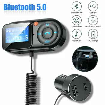 Modulator FM Transmițător Bluetooth 5.0 FM Radio USB Auto Incarcator Handsfree Car Kit Wireless Audio Aux FM Transmiter