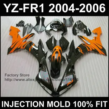 MOTOMARTS Lucios negru portocaliu pentru YAMAHA carenajele YZF R1 2004 2005 2006 YZFR1 04 05 06 YZF1000 carenaj Complet de injecție