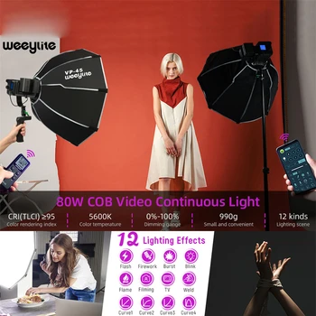APP de Control Video cu LED-uri de Lumină de Lumină Continuă cu Softbox 80W CRI 95+ Lumina Estompat Smartphone COB Lumina de Studio pentru YouTube