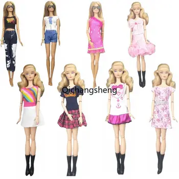 4 seturi/lot 1/6 Haine Pentru Papusa Barbie Rochie Pentru Barbie Haine de Printesa Tinute Camasa de Sus Fusta Pantaloni 11.5
