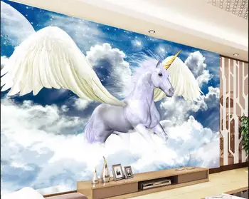 Fotografie 3d tapet personalizat murala pe perete îngerul unicorn pentium pictura picturi murale 3d tapet în camera de zi
