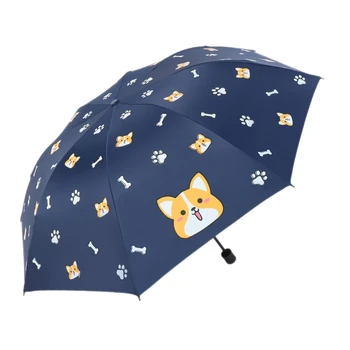 Bestfashion de Desene animate Minunat Câine Corgi Umbrela Pentru Femei UV, Impermeabil Umbrela Umbrela de Ploaie Manuala Umbrele Pliabile